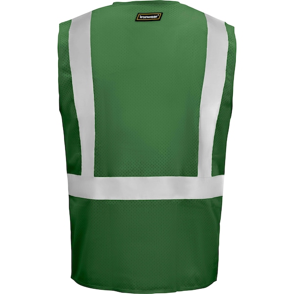 Standard Safety Vest W/ Zipper & Radio Clips (Green/Medium)